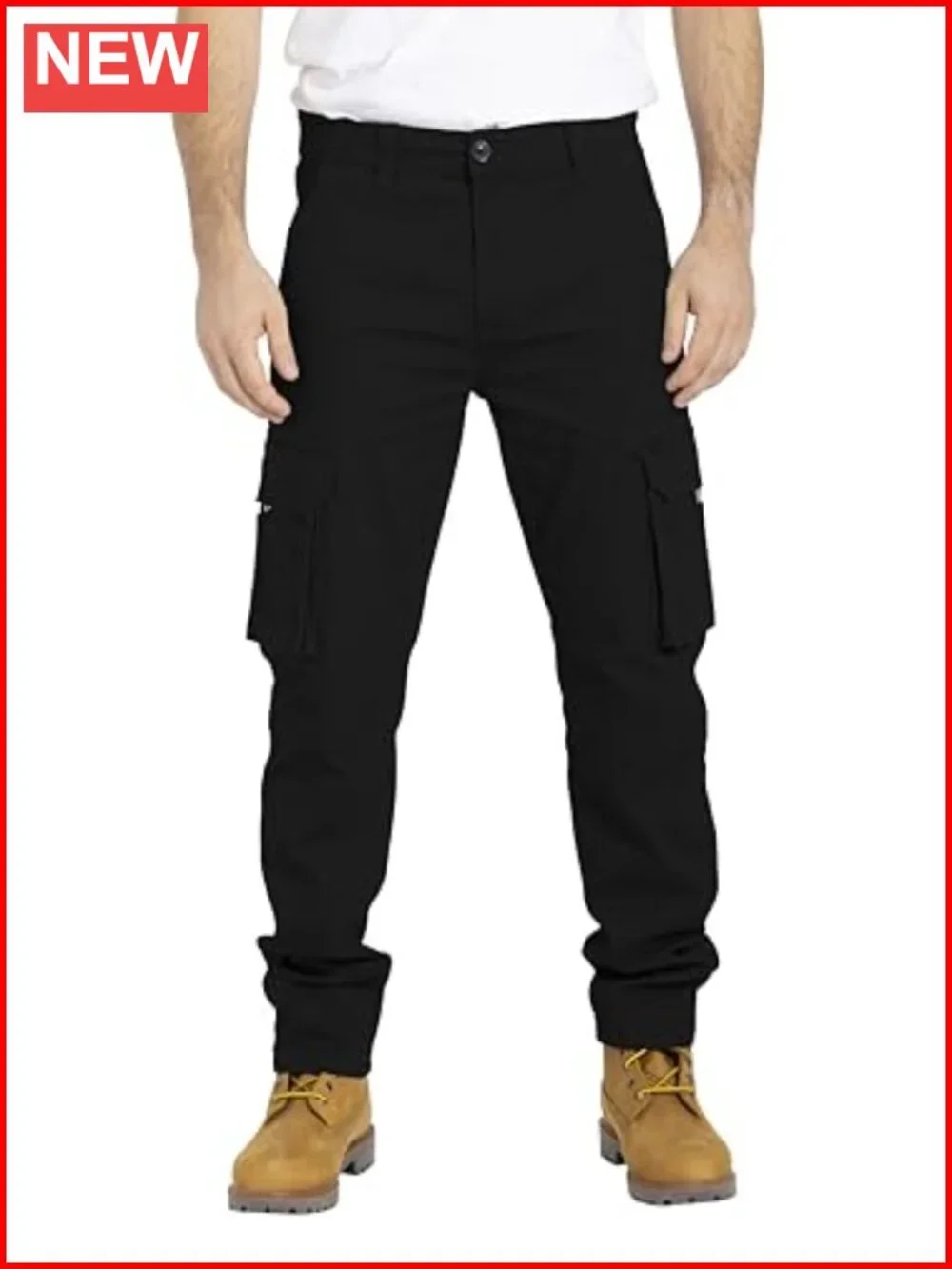 Men's Stretchable Cotton Blend Cargo Pants with 6 Pockets Regular Fit